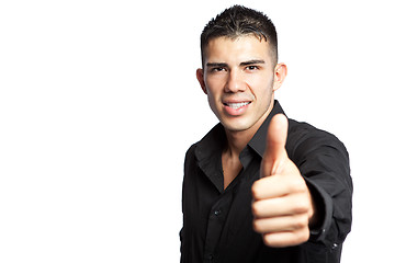 Image showing Hispanic businessman giving thumbs up