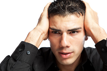 Image showing Stressed hispanic businessman