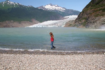 Image showing Girl and Glacier