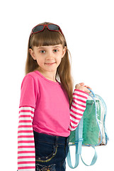 Image showing The girl with a backpack