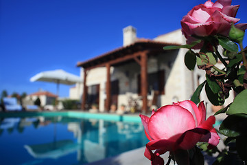 Image showing Roses and luxury villa