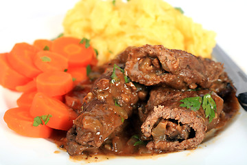 Image showing Beef olives dinner