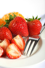 Image showing Strawberries with fork