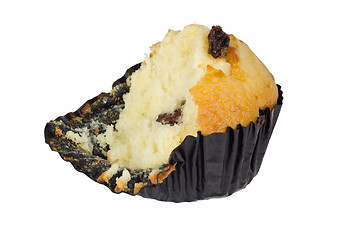 Image showing Half eaten raisin muffin