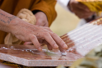 Image showing Hand of Buddhist monk