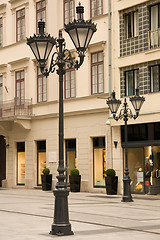 Image showing lamps on the street in Budapest downtown