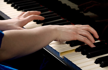 Image showing Hands playing piano