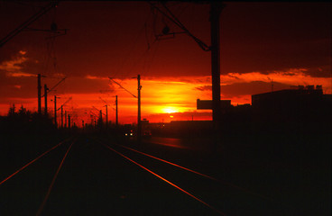 Image showing railway sunset 2