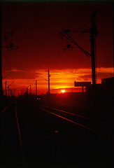 Image showing railway sunset 3