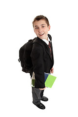 Image showing High School boy carrying bag and books