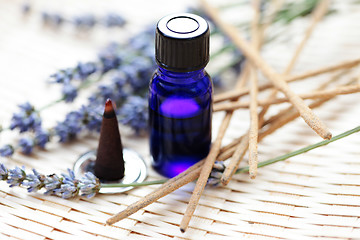 Image showing incense cones and aromatherapy oil