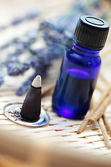 Image showing incense cones and aromatherapy oil