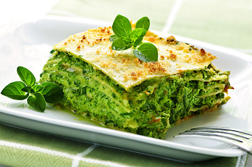 Image showing Plate of vegeterian lasagna