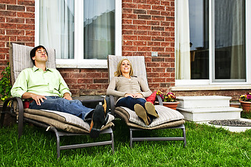 Image showing Happy couple relaxing at home