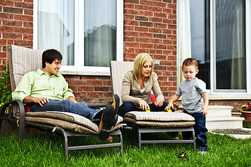 Image showing Happy family relaxing at home