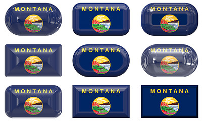 Image showing nine glass buttons of the Flag of Montana