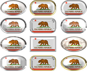 Image showing twelve buttons of the Flag of California