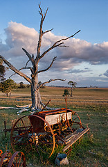 Image showing old farm machinery in field