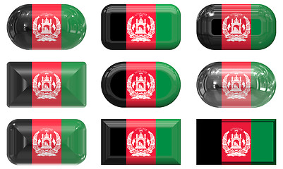 Image showing nine glass buttons of the Flag of afghanistan