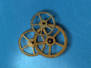 Image showing Teamwork copper cogwheels