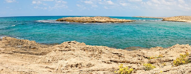 Image showing Small island near the sea coast landscape