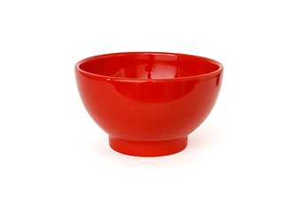 Image showing Red porcelain bowl isolated