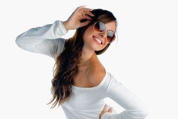 Image showing Happy girl with sunglasses