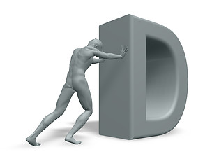 Image showing man pushes letter d