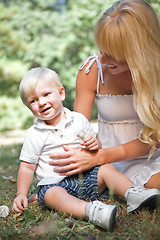 Image showing Happy caucasian mother and son