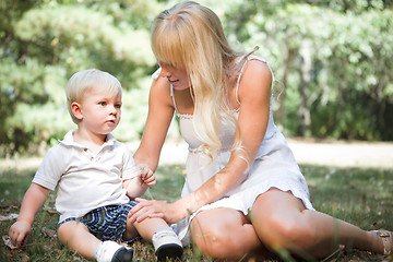 Image showing Happy caucasian mother and son