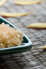 Image showing Bath salts in blue dish.