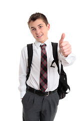 Image showing School boy showing thumbs up hand sign