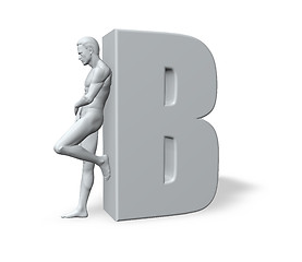 Image showing man leans on letter B