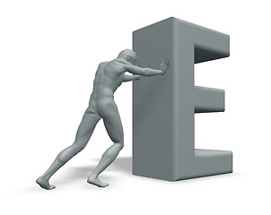 Image showing man pushes uppercase letter E