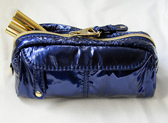 Image showing Blue Makeup Bag on White