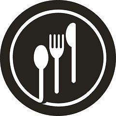 Image showing Plate with fork, knife and spoon on top of it