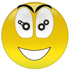Image showing Happy smiley gear signs at eyes