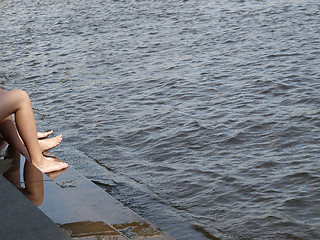 Image showing Girls legs bathing