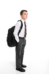 Image showing High school student carrying backpack bag