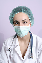 Image showing Portrait of a young doctor with stethoscope.