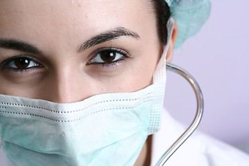 Image showing Young doctor with stethoscope.