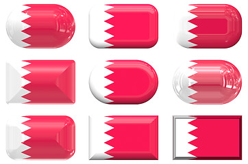 Image showing nine glass buttons of the Flag of Bahrain