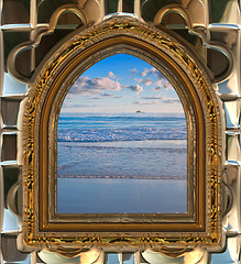 Image showing beach through the window