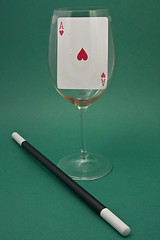 Image showing Playing card in a glass