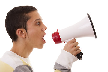 Image showing shouting at the megaphone