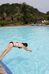 Image showing jumping into the pool