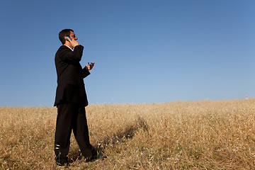 Image showing Businessman talking on the cellphone