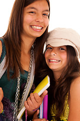 Image showing two young student sisters