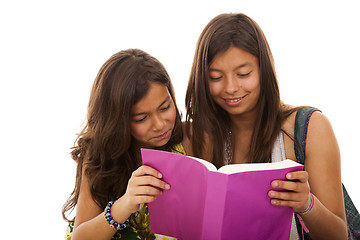 Image showing two young student sisters