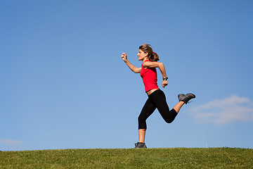 Image showing Running at the top of the hill